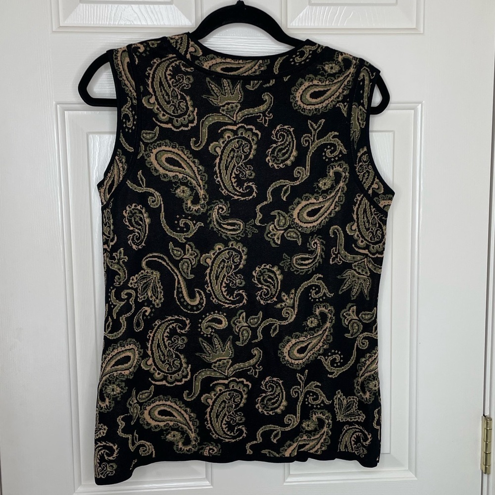 Exclusively Misook Black Sleeveless Paisley Knit Top – Size M - Picture 6 of 7